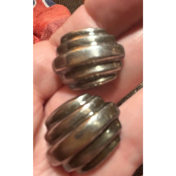 Sterling Silver Clip on Art Deco Earrings - Picture 7 of 13